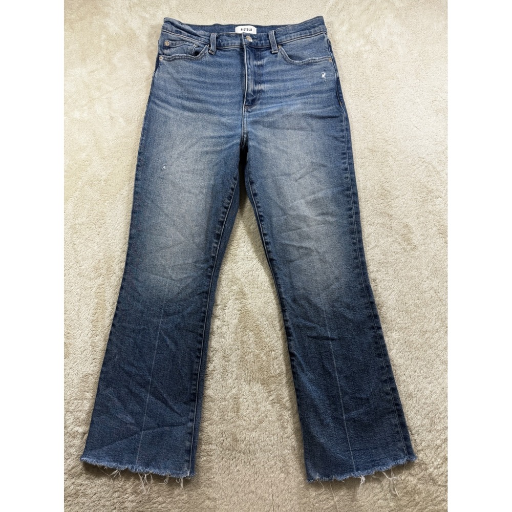 Pistola Womens High Rise Raw Hem Distressed Blue Jeans 28 Meas: 28x26